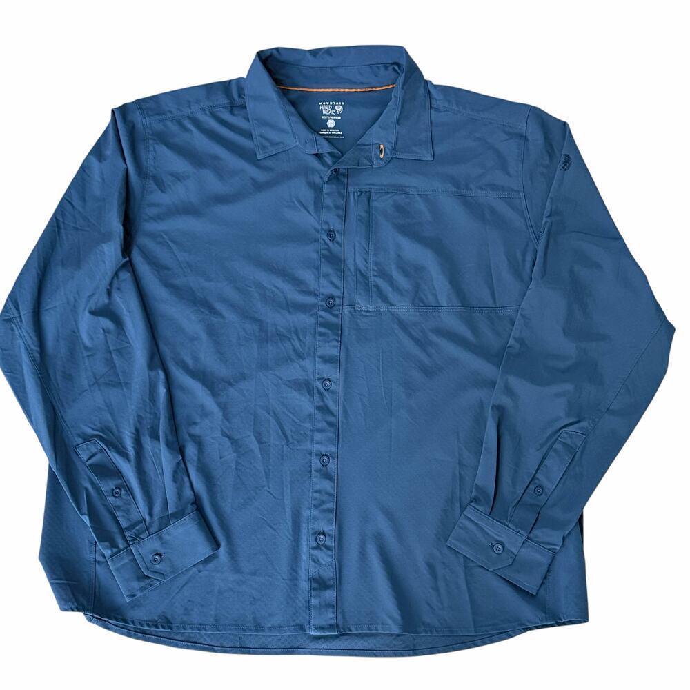 Mountain Hardwear Canyon Hiking Shirt Slate Blue XXL UPF 50 Long Sleeve